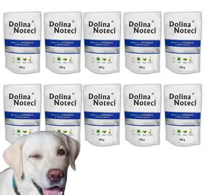 Produktbild von Dolina Noteci Premium Dorsch mit Brokkoli Nassfutter für Hunde 10x500g