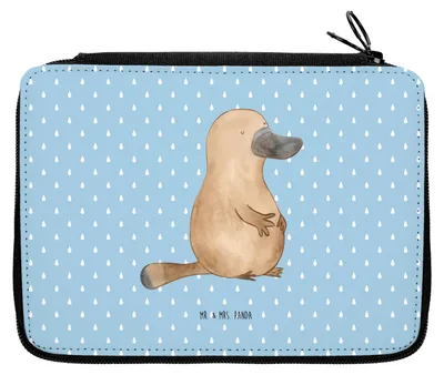 Produktbild von Mr. & Mrs. Panda Federmappe Schnabeltier Mut - Blau Pastell - Geschenk, Neustart, Federtasche, Lebensweisheit, Training, Federmäppchen, Schreibmappe, Etui, Arbeit, Meer