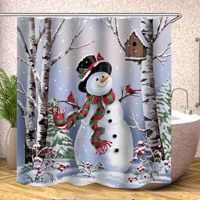 Obrázok produktu pre Vianočný záves do sprchy, vodeodolný, polyester, 32 kusov (200 x 180 cm)
