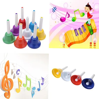 Obrázek produktu pro Ruční zvonek 8-Note Metal Colorful Kid Dětská hudební hračka Bicí nástroj