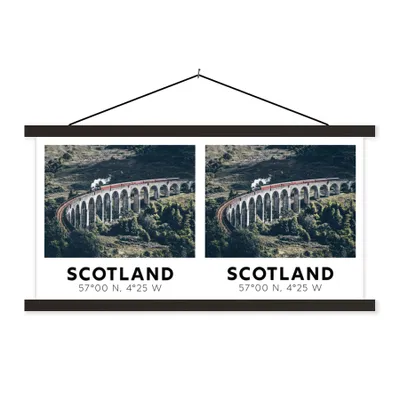 Produktbild von MuchoWow® Textilposter Schottland - Lokomotive - Brücke 60x30 cm mit schwarzem Rahmen - Textilien