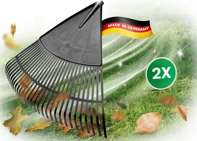 Produktbild von Novatool 2x Laubbesenkopf, Laubbesen mit 30 Kunststoff-Zinken, Rechen Arbeitsbreite 75cm, Laubrechen, Gartenbesen, Rasenrechen, Harke, Gartenharke, Landschaftsbesen, Gartengerät ohne Stiel, Schwarz