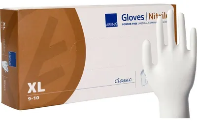 Produktbild von 10x Nitril-Handschuhe, Classic, Puderfrei, Weiß, Gr. XL | Packung (100 Stück)