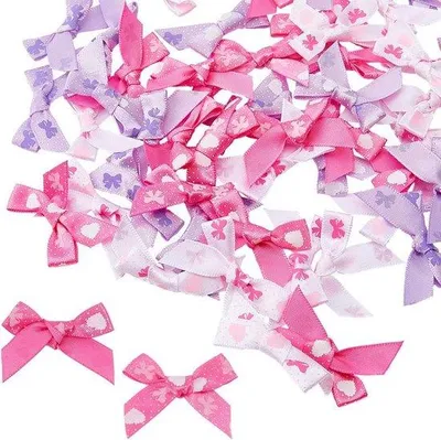 Produktbild von 60 Stück Mini Satin Schleifen 4x25 cm Herz Bogendekoration