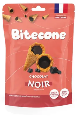 Produktbild von Bitecone Mini-Eistüten mit Zartbitterschokoladenfüllung, 100 g