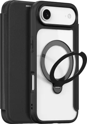 Produktbild von iPhone Air Hülle - Dux Ducis Skin X Pro Series Klapphülle - Ring Ständer - MagSafe Compatible - Schwarz