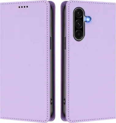 Produktbild von Handyhülle für Samsung Galaxy A56, Kunstleder Klapphülle Stoßfeste Magnetische Hülle mit Ständer Violett