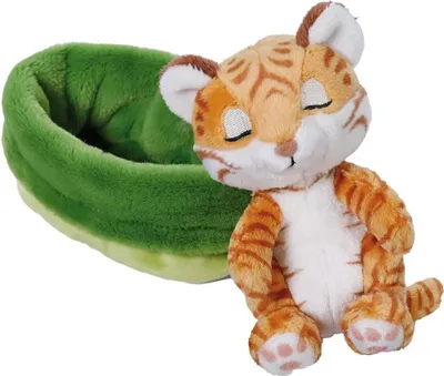 Produktbild von NICI Plüsch Tiger 12cm schlafend im Körbchen braun 12cm