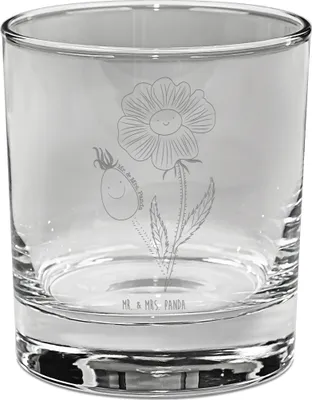 Produktbild von Mr. & Mrs. Panda Tumbler Blume Hagebutte - Transparent - Geschenk, Schlechte Gedanken, Lebensfreude, Glas, Whiskey, Old Fashioned, Garten, Whiskeyglas, Whiskyglas
