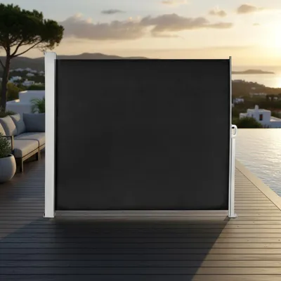 Produktbild von Seitenmarkise 160x300cm Schwarz Sichtschutz Sonnensegel Terrasse Ausziehbar