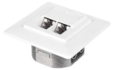 Produktbild von Netrack Unterputz-Netzwerkdose, 2x RJ45 8P8C, STP, Cat.5e, weiß