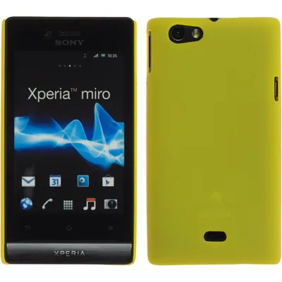 Produktbild von PhoneNatic Case kompatibel mit Sony Xperia miro - Hülle gelb gummiert Hard-case + 2 Schutzfolien