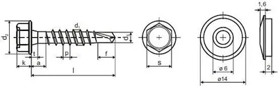 Produktbild von Dachschraube+EPDM 4,8 x 32 ZB - roter Bohrer - Packung mit 200