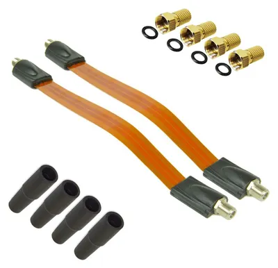 Produktbild von PremiumX 2x Fensterdurchführung + 4x F-Stecker + 4x Gummitülle Sat Flachkabel Set
