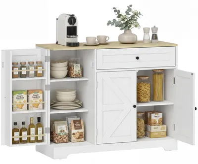 Productafbeelding van Dressoir, keukenkast in landelijke stijl met schuifdeuren, 1 lade, 2 verstelbare planken, deurvakken