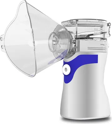 Image de Inhalateurs de vapeur automatiques Mini humidificateur à ultrasons Mesh Vaporizer avec masques et embouts buccaux Inhalateur (Bleu)