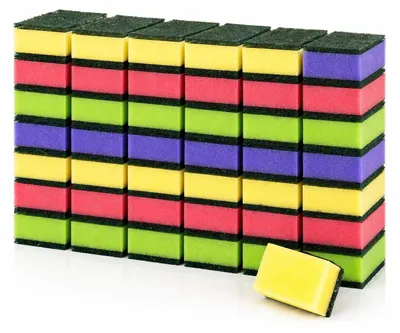 Immagine prodotto di Set da 56 spugne da cucina | Spugna per pentole colorata | Spugna per pulizie - Spugna abrasiva | Spugna per pentole 83x52x28 mm | Spugna per piatti | Spugna per pulizie
