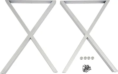 Obrázok produktu pre Nohy stola - Oceľové nohy v tvare X - 2 kusy - Nosnosť 200 kg - 50 × 71 cm - Montážna doska 5 mm - Brúsená strieborná