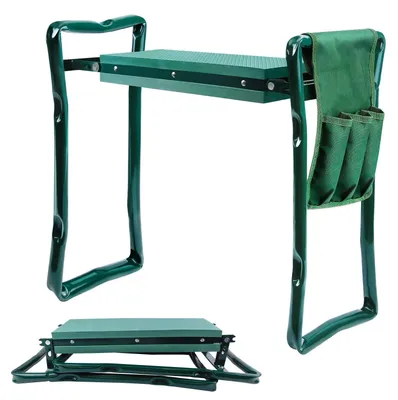 Image de Tabouret de jardin pour genoux - Banc pliable pour les genoux - Structure en métal - Rembourrage en mousse EVA - Capacité de charge jusqu'à 150 kg - 2 en 1 : protection pour les genoux et banc d'assise - Tabouret de jardin pour genoux