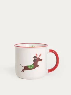 Produktbild von HOMLA RINGI-Becher mit Dackel und Pullover, 0,4 l