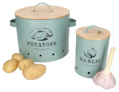 Produktbild von 2er Set Vorratsdosen Fresh Knoblauchtopf & Kartoffeltopf Lagerung mint