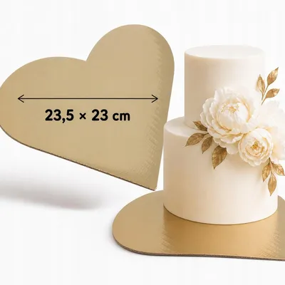 Produktbild von Tortenunterlage Herz Gold 23,5x23 cm – dicke, feste Cakeboard Tortenplatte