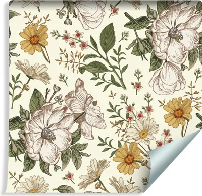 Produktbild von 10m VLIES TAPETE Rolle Kamille Wilde Rosen Natur BLUMEN XXL