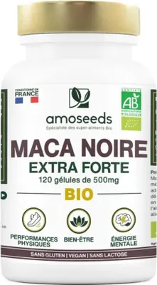 Imagen del producto de Suplemento alimenticio Amoseeds Maca Noire Extra Fuerte, 120 cápsulas