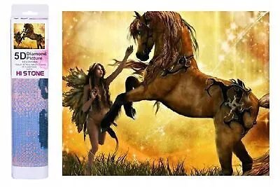 Produktbild von 40x30 Diamanten Malerei Zum Selbermachen DIY Diamond Painting Pferd und Elf
