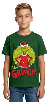 Produktbild von Spreadshirt Der Grinch Logo The Grinch Teenager T-Shirt, 134/146 (9-11 Jahre), Forstgrün