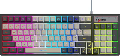 Obrázek produktu pro Herní klávesnice HXSJ V600 s 96 klávesami, RGB podsvícení | 26 bezkonfliktních kláves | plovoucí klávesy | USB plug-and-play, černá