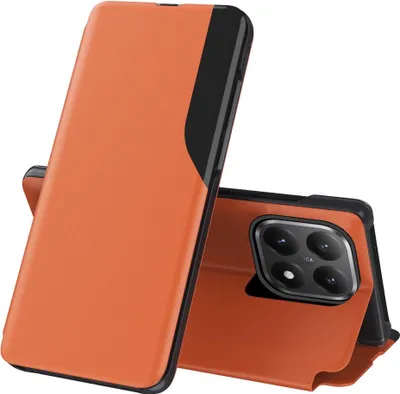 Obrázok produktu pre Umelá kožená puzdro pre Xiaomi 15T Flip s funkciou stojana a bočným okienkom Oranžová