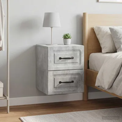 Immagine prodotto di Maison Exclusive - Comodino da parete, set da 2 pezzi, grigio cemento, 34,5 x 33 x 40 cm