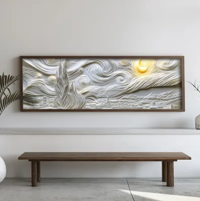 Produktbild von Wallity, EMR014, Dekoratives gerahmtes MDF-Gemälde, Mehrfarbig, 100 % MDF, 40 x 120 x 3,5 cm