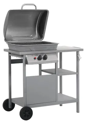 Produktbild von vidaXL Gasgrill mit Beistelltisch auf 3 Ebenen Silbern