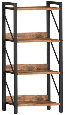 Produktbild von Bücherregal Standregal Leiterregal 4 Ebenen Rustikales Braun Schwarz 42x28x102 cm