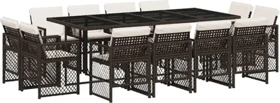Produktbild von vidaXL 13-tlg. Garten-Essgruppe mit Kissen Braun Poly Rattan