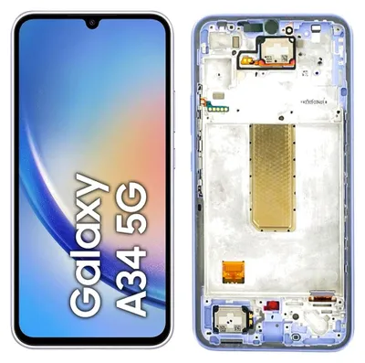 Produktbild von Original AMOLED Display Touchscreen Bildschirm Rahmen Violett / Lila für Samsung Galaxy A34 5G A346B & Werkzeug