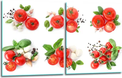 Produktbild von Herdabdeckplatten 2x40x52 Glaskeramikkochfeld 2-Teilig Glas Spritzschutz Tomaten