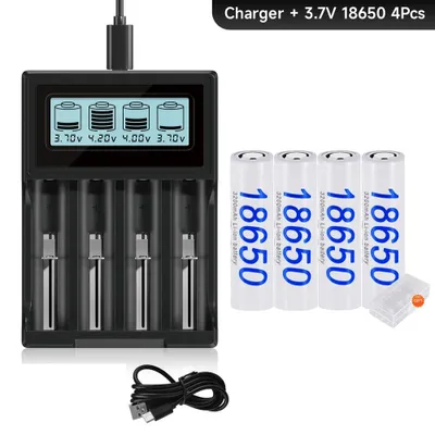 Image de Batterie Li-ion, capacité de 3200 mAh, compatibilité étendue, 4 batteries pour 1 chargeur