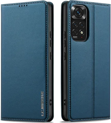 Obrázek produktu pro Magnetické flipové kožené pouzdro pro Xiaomi Redmi Note 11 Pro / Note12 Pro 4G, s přihrádkou na karty a funkcí stojánku Modrá