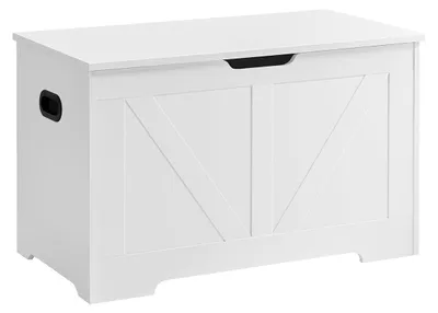Produktbild von Weiße Schuhbank mit Sitz – Aufbewahrungsbank – Spanplatte – 40 x 80 x 46 cm