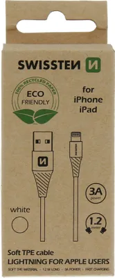 Obrázok produktu pre Dátový kábel usb/lightning biely 1,2 m (ekologické balenie)