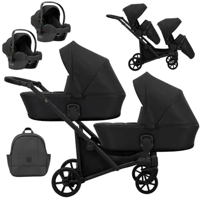 Produktbild von Kunert Brav Duo 2in1 Zwillingswagen – Champagnerfarbene Rahmen – Farbe: Schwarz
