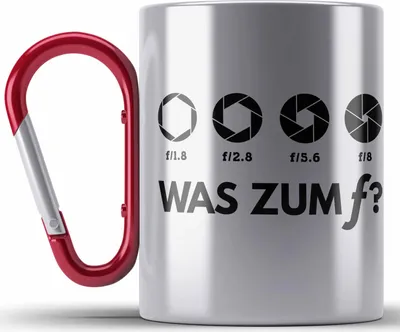 Produktbild von Trendation - Fotografie Geschenk Edelstahl Tasse Karabiner lustig Fotograf Zubehör Fotograph Geschenkidee Lustige Geschenk Karabiner Edelstahl Tasse Karabiner Edelstahl Witzig (Rot)