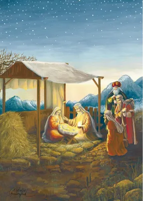 Produktbild von Weihnachts Klappkarte Motiv : Heilige Nacht  mit Briefumschlag zum versenden