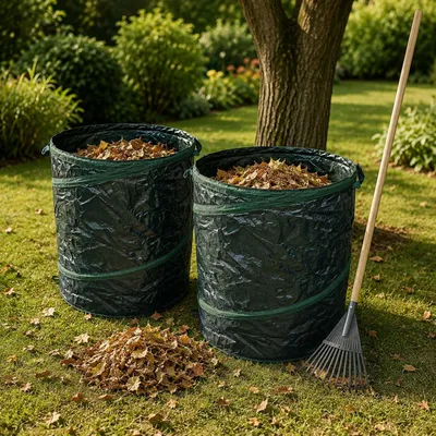 Imagen del producto de Juego de 2 bolsas plegables para residuos de jardín - Verde, 160 litros