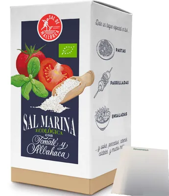 Produktbild von Sal Marina Salz aus Mallorca mit Tomate/ Basilikum (500g Packung) + usy Block