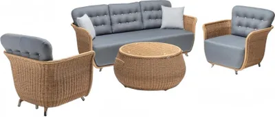 Immagine prodotto di Mobili da giardino Robusto set da giardino in rattan Tavolino 2x poltrona Divano 3 posti