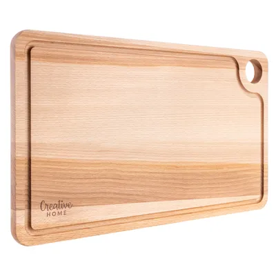 Obrázok produktu pre Creative Home Drevená Doska na Krájanie s Drážkou na šťavu | 42 x 24,5 x 1,5 cm | Obojstranná Doska na Krájanie | Drevená Kuchynská Doska Ideálna na Chlieb, Mäso, Zeleninu, Syr a šunku